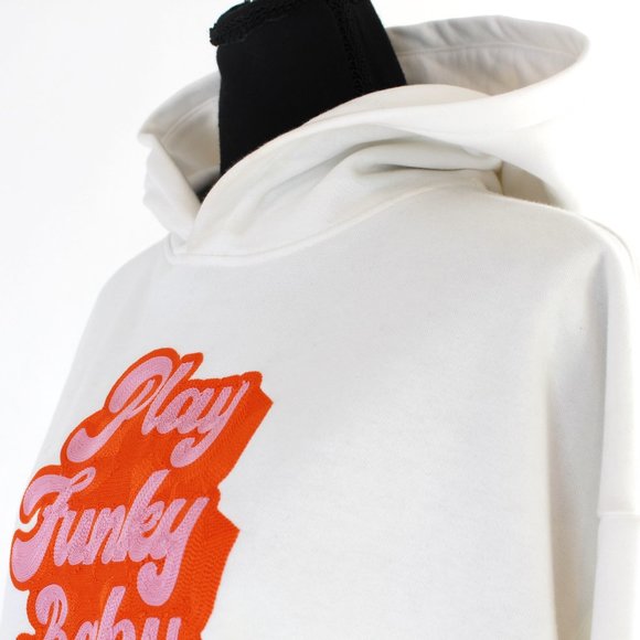 Maje Embroidered Play Funky Baby Cropped French Cotton Hoodie Sweatshirt 1 US S - Picture 4 of 8